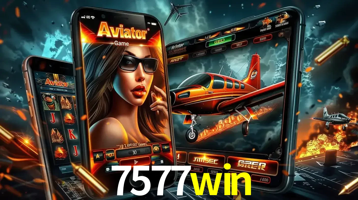 O popular jogo de apostas Aviator exibido em vários celulares e tablets, mostrando a interface emocionante e a ação de voo disponíveis para jogar agora no 7577win.