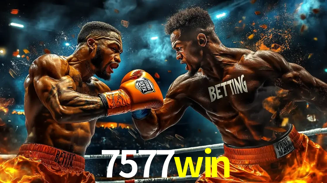 Dois boxeadores em uma luta intensa e explosiva, representando a adrenalina e as oportunidades de apostas em esportes de combate disponíveis na plataforma 7577win.